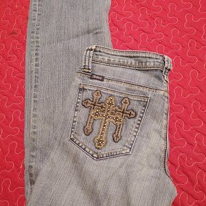 Adiktd  Jeans with Brown leather w crosses Size 2